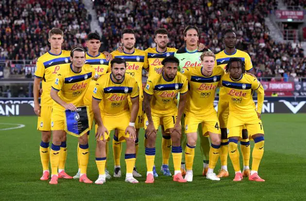 BOLOGNA, ITALY - SEPTEMBER 28: The players of Atalanta pose for a team photo prior to kick-off ahead of the Serie A match between Bologna and Atalanta at Stadio Renato Dall'Ara on September 28, 2024 in Bologna, Italy. (Photo by Alessandro Sabattini/Getty Images) Marco Brescianini