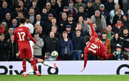 Federico Chiesa of Liverpool passes the ball prior to Diogo Jota of Liverpool (not pictured) scores his team's first goal during the Carabao Cup Third Round match between Liverpool and West Ham United at Anfield on September 25, 2024 in Liverpool, England. (Photo by Dan Mullan/Getty Images)