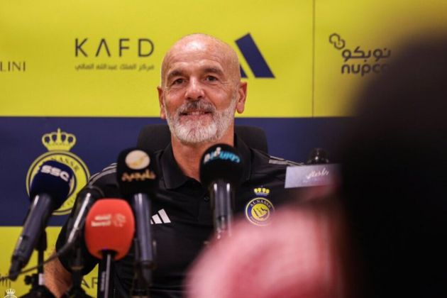 Former Milan coach Stefano Piloi during his first press conference after his appointment as head coach of Cristiano Ronaldo's Al-Nassr (Photo: @AlNassrFC_EN via X)