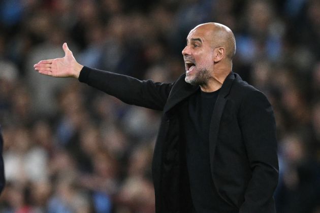 Manchester City's Spanish manager Pep Guardiola gestures on the touchline during the UEFA Champions League, league phase football match between Manchester City and Inter Milan at the Etihad stadium, in Manchester, north-west England, on September 18, 2024 (Photo by Oli SCARFF / AFP) (Photo by OLI SCARFF/AFP via Getty Images)