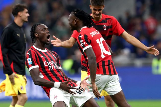 MILAN, ITALY - SEPTEMBER 22: Tammy Abraham of AC Milan reacts after the Serie A match between FC Internazionale and AC Milan at Stadio Giuseppe Meazza on September 22, 2024 in Milan, Italy. (Photo by Marco Luzzani/Getty Images)