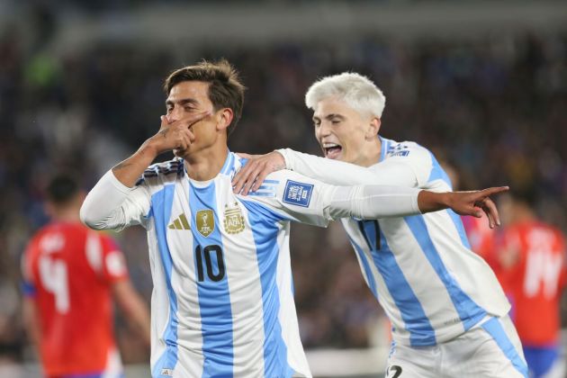 Garnacho and Dybala celebrate with Argentina