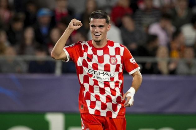 Napoli target Miguel Gutierrez celebrates after scoring the 1-0 goal during the Champions League soccer match between Girona FC and Slovan Bratislava, in Girona, Catalonia, Spain 22 October 2024. EPA-EFE/DAVID BORRAT