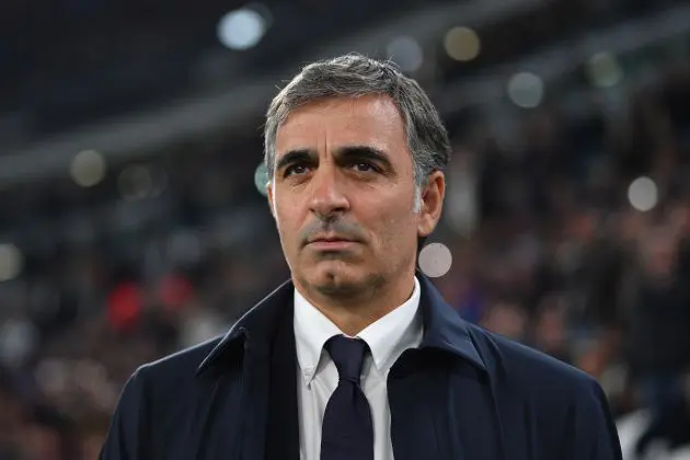 TURIN, ITALY - OCTOBER 30: Parma head coach Fabio Pecchia looks on during the Serie A match between Juventus and Parma at Allianz Stadium on October 30, 2024 in Turin, Italy. (Photo by Valerio Pennicino/Getty Images)