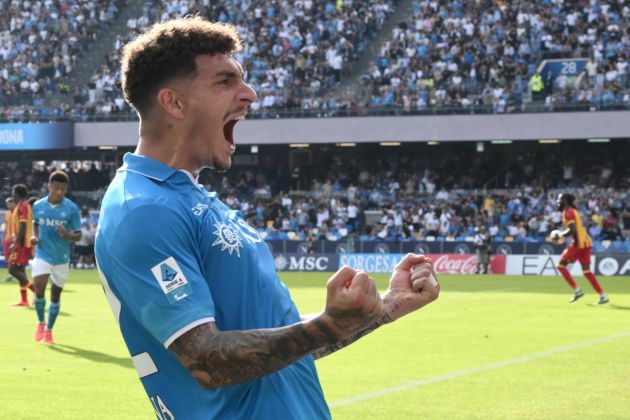 epa11684855 Napoli's defender Giovanni Di Lorenzo celebrates after scoring a goal that was later disallowed during the Italian Serie A soccer match SSC Napoli vs US Lecce at Diego Armando Maradona stadium in Naples, Italy, 26 October 2024. EPA-EFE/CIRO FUSCO