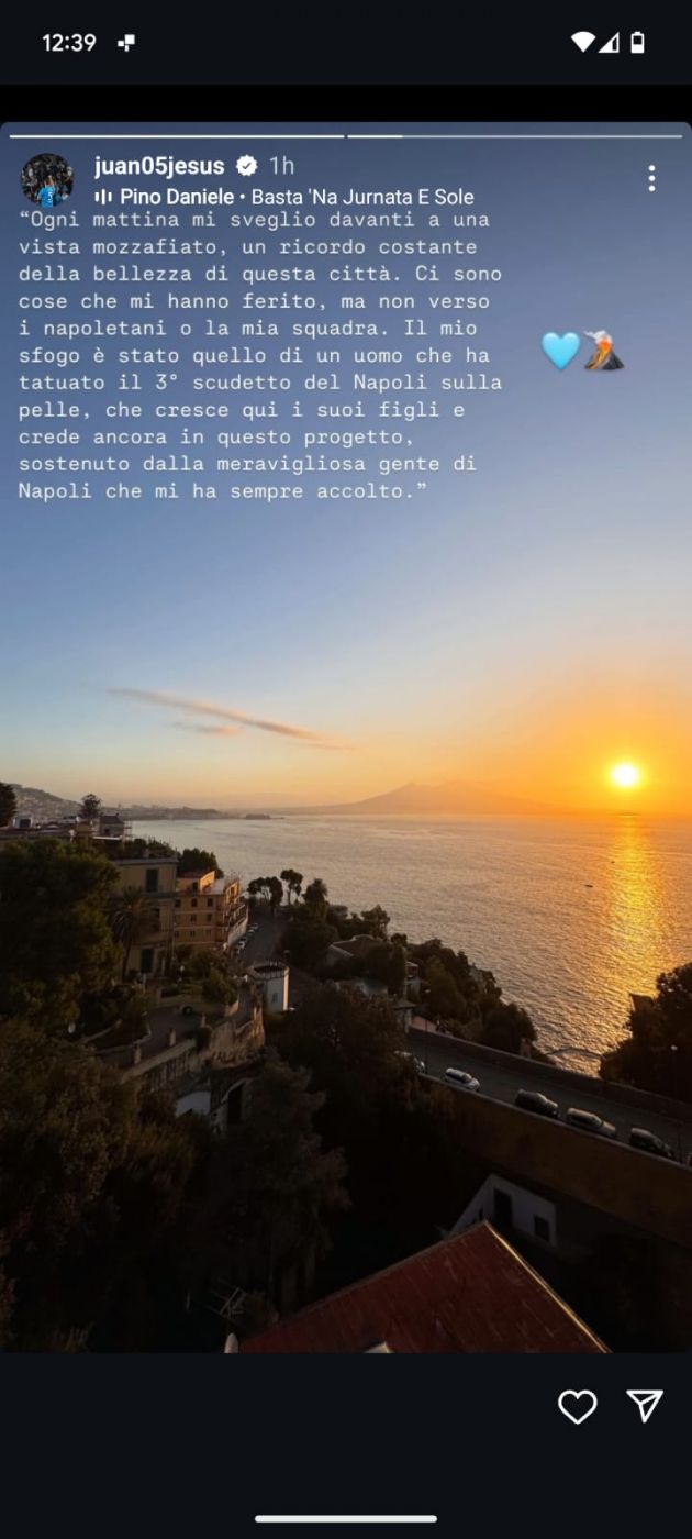 Juan Jesus reassures Napoli fans after outburst over scary car incident