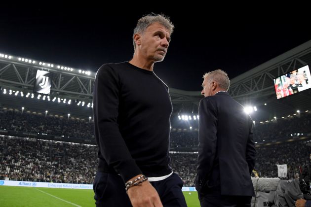 TURIN, ITALY - OCTOBER 19: SS Lazio head coach Marco Baroni during the Serie match between Juventus and Lazio at on October 19, 2024 in Turin, Italy. (Photo by Marco Rosi - SS Lazio/Getty Images)