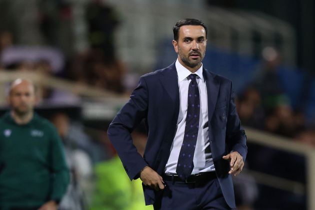 FLORENCE, ITALY - OCTOBER 3: Head coach Raffaele Palladino manager of ACF Fiorentina looks on during the UEFA Conference League 2024/25 League Phase MD1 match between ACF Fiorentina and The New Saints FC at on October 3, 2024 in Florence, Italy. (Photo by Gabriele Maltinti/Getty Images)