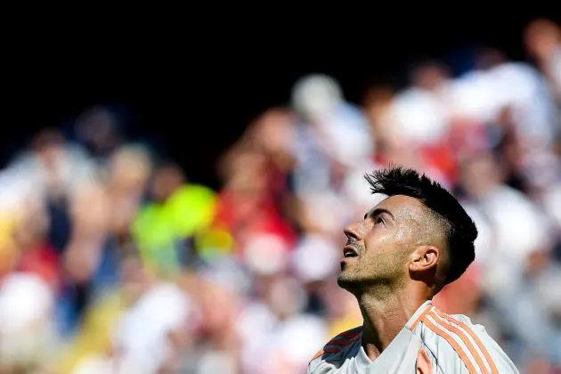 GENOA, ITALY - SEPTEMBER 15: Stephan El Shaarawy of Roma reacts with disappointment during the Serie A match between Genoa CFC and AS Roma at Stadio Luigi Ferraris on September 15, 2024 in Genoa, Italy. (Photo by Getty Images/Getty Images)