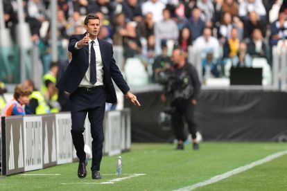 TURIN, ITALY - OCTOBER 06: Thiago Motta Head coach of Juventus reacts during the Serie A match between Juventus FC and Cagliari Calcio at Allianz Stadium on October 06, 2024 in Turin, Italy. (Photo by Jonathan Moscrop/Getty Images)