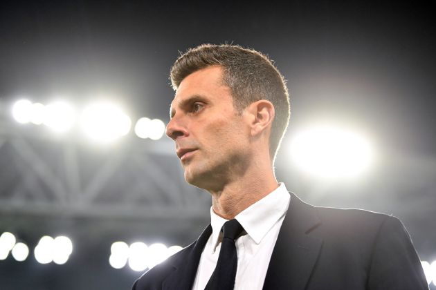 TURIN, ITALY - OCTOBER 30: Juventus head coach Thiago Motta looks on during the Serie A match between Juventus and Parma at Allianz Stadium on October 30, 2024 in Turin, Italy. (Photo by Valerio Pennicino/Getty Images)