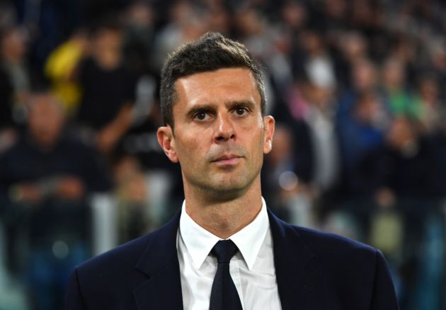 TURIN, ITALY - OCTOBER 22: Thiago Motta, Head Coach of Juventus, looks on prior to the UEFA Champions League 2024/25 League Phase MD3 match between Juventus and VfB Stuttgart at Juventus Stadium on October 22, 2024 in Turin, Italy. (Photo by Valerio Pennicino/Getty Images)