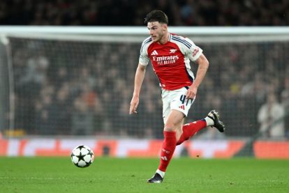 Declan Rice of Arsenal in action during the UEFA Champions League match between Arsenal and Paris Saint-Germain in London, Britain, 01 October 2024. EPA-EFE/DANIEL HAMBURY