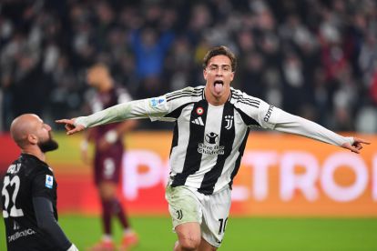 TURIN, ITALY - NOVEMBER 09: Kenan Yildiz of Juventus celebrates scoring his team's second goal during the Serie A match between Juventus and Torino at Juventus Stadium on November 09, 2024 in Turin, Italy. (Photo by Valerio Pennicino/Getty Images)