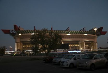 MILAN, ITALY - NOVEMBER 03: A general view of the outside of the stadium prior to the Serie A match between FC Internazionale and Venezia at Stadio Giuseppe Meazza on November 03, 2024 in Milan, Italy. (Photo by Marco Luzzani/Getty Images) San Siro