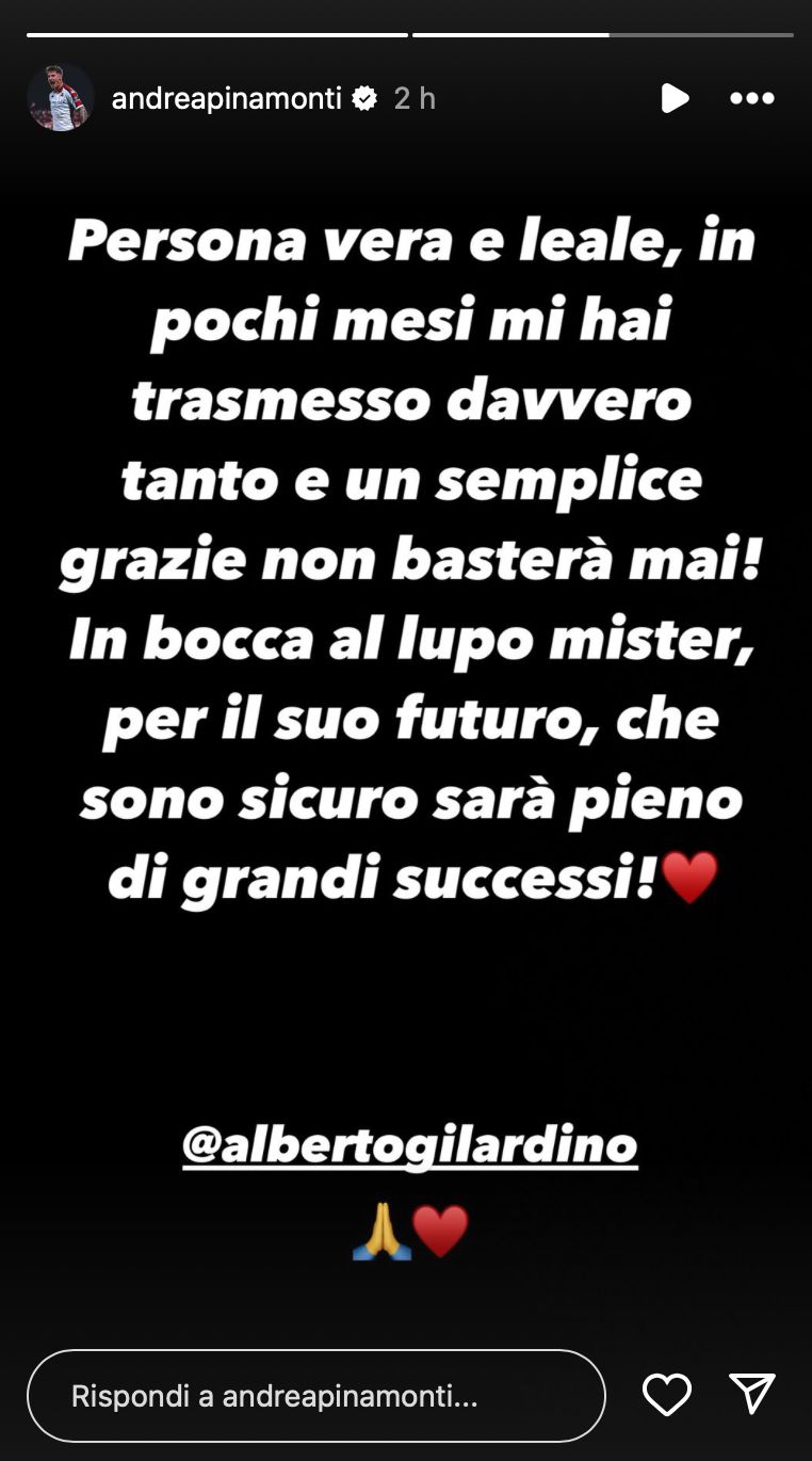 Pinamonti remercie Gilardino après le limogeage de Gênes
