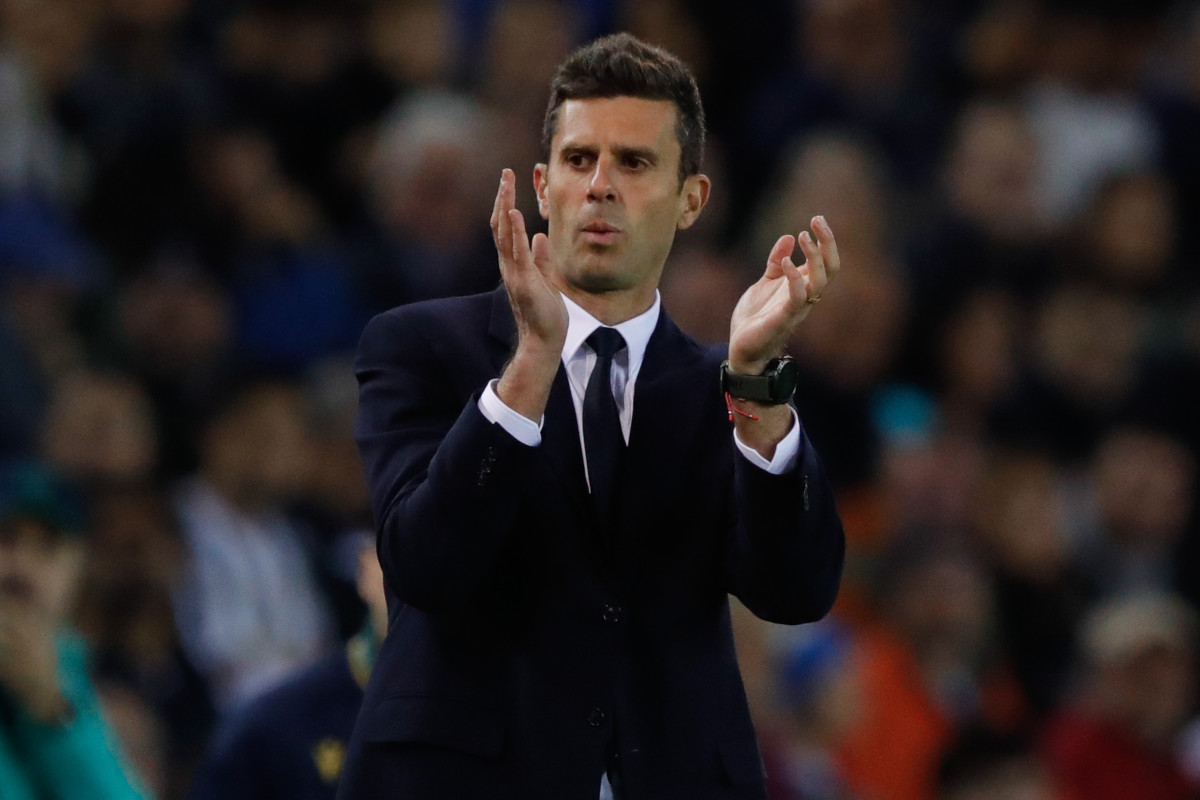 UDINE, ITALY - NOVEMBER 02: Manager of Juventus Thiago Motta during the Serie A match between Udinese and Juventus at Stadio Friuli on November 02, 2024 in Udine, Italy. (Photo by Timothy Rogers/Getty Images)