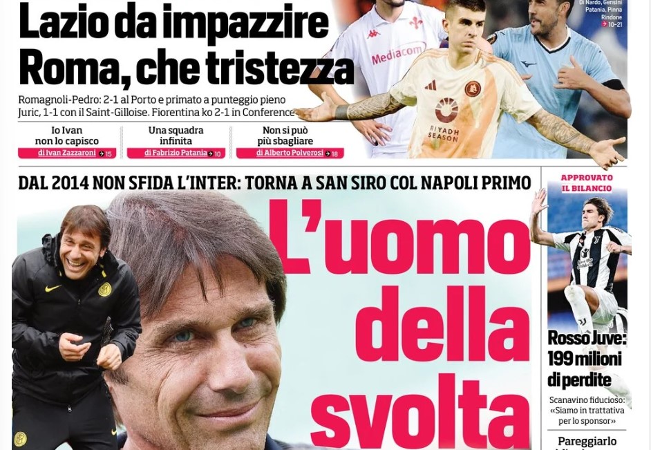 Today’s Papers – Sad Roma, Conte prepares for Inter clash