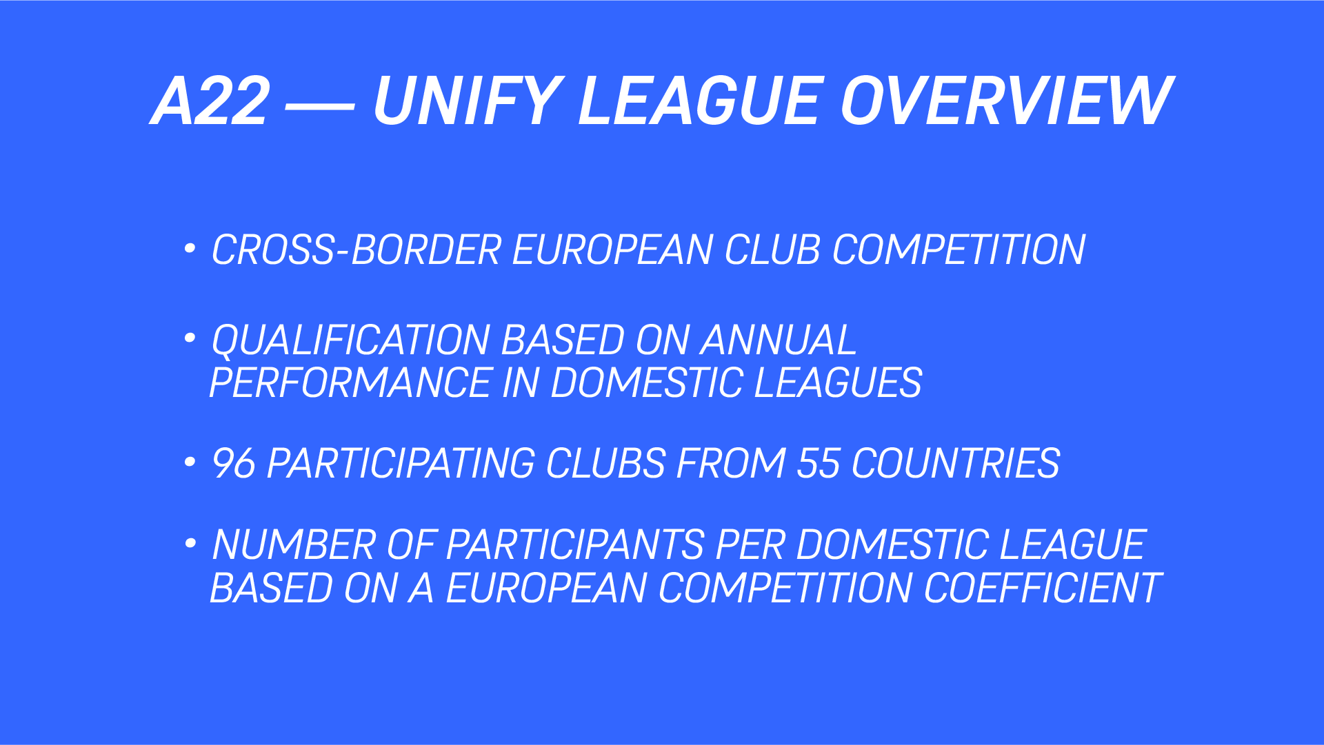 Proposals for the new Unify League, presented to FIFA and UEFA by A22 Sports management (Picture: @A22Sports via X)