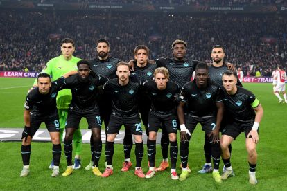 AMSTERDAM, NETHERLANDS - DECEMBER 12: SS Lazio team line up ashe during the UEFA Europa League 2024/25 League Phase MD6 match between AFC Ajax and S.S. Lazio at Johan Cruijff Arena on December 12, 2024 in Amsterdam, Netherlands. (Photo by Marco Rosi - SS Lazio/Getty Images)