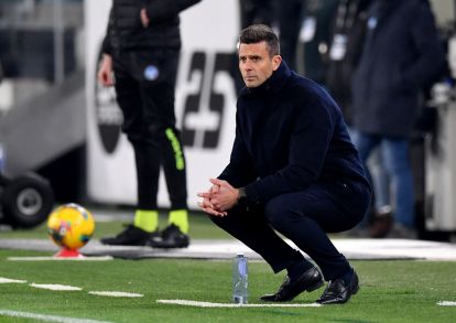 TURIN, ITALY - DECEMBER 17: Thiago Motta, Head Coach of Juventus looks on during the Coppa Italia match between Juventus FC and Cagliari Calcio at Allianz Stadium on December 17, 2024 in Turin, Italy. (Photo by Valerio Pennicino/Getty Images)