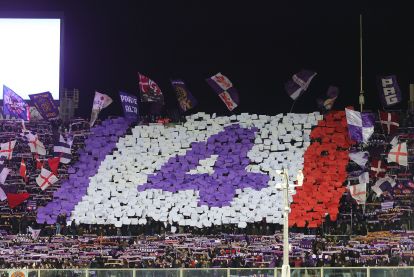 FLORENCE, ITALY - DECEMBER 4: Fans of ACF Fiorentina for Edoardo Bove during the Coppa Italia match between ACF Fiorentina and Empoli FC at Artemio Franchi on December 4, 2024 in Florence, Italy. (Photo by Gabriele Maltinti/Getty Images)