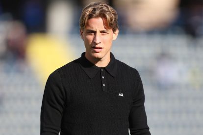 Edoardo Bove of ACF Fiorentina looks on during the Serie A match between Empoli and Fiorentina at Stadio Carlo Castellani on September 29, 2024 in Empoli, Italy. (Photo by Gabriele Maltinti/Getty Images)