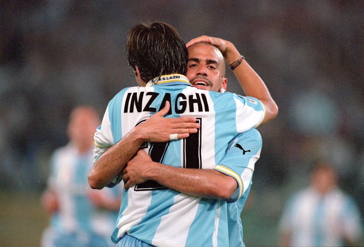 Veron at Lazio with Simone Inzaghi