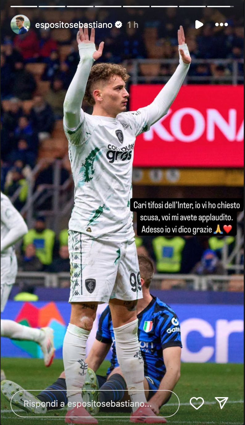 Esposito marque pour Empoli à San Siro contre l'Inter