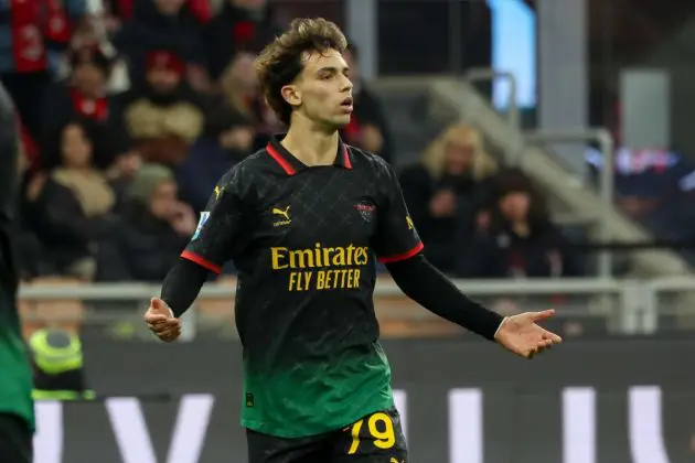 epa11899222 AC Milan's Joao Felix gestures during the Italian Serie A soccer match between AC Milan and Hellas Verona FC in Milan, Italy, 15 February 2025. EPA-EFE/ROBERTO BREGANI