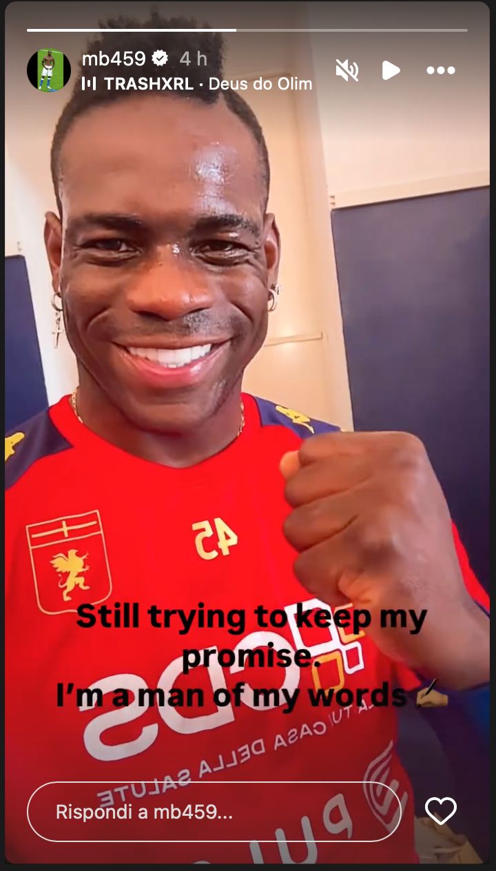 Balotelli IG story with Genoa