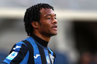BERGAMO, ITALY - MARCH 01: Juan Cuadrado of Atalanta BC looks on during the Serie A match between Atalanta BC and Venezia FC at Gewiss Stadium on March 01, 2025 in Bergamo, Italy. (Photo by Marco Luzzani/Getty Images)