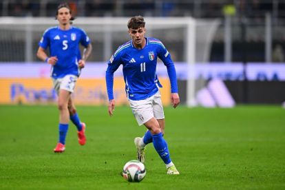 MILAN, ITALY - MARCH 20: Daniel Maldini of Italy in action during the UEFA Nations League quarterfinal leg one match between Italy and Germany at Stadio San Siro on March 20, 2025 in Milan, Italy. (Photo by Alessandro Sabattini/Getty Images)