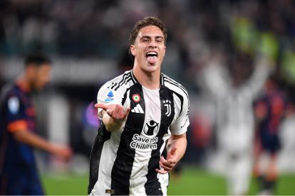 TURIN, ITALY - APRIL 12: Kenan Yildiz of Juventus celebrates scoring his team's second goal during the Serie A match between Juventus and Lecce at Allianz Stadium on April 12, 2025 in Turin, Italy. (Photo by Valerio Pennicino/Getty Images) (Transfer round-up)