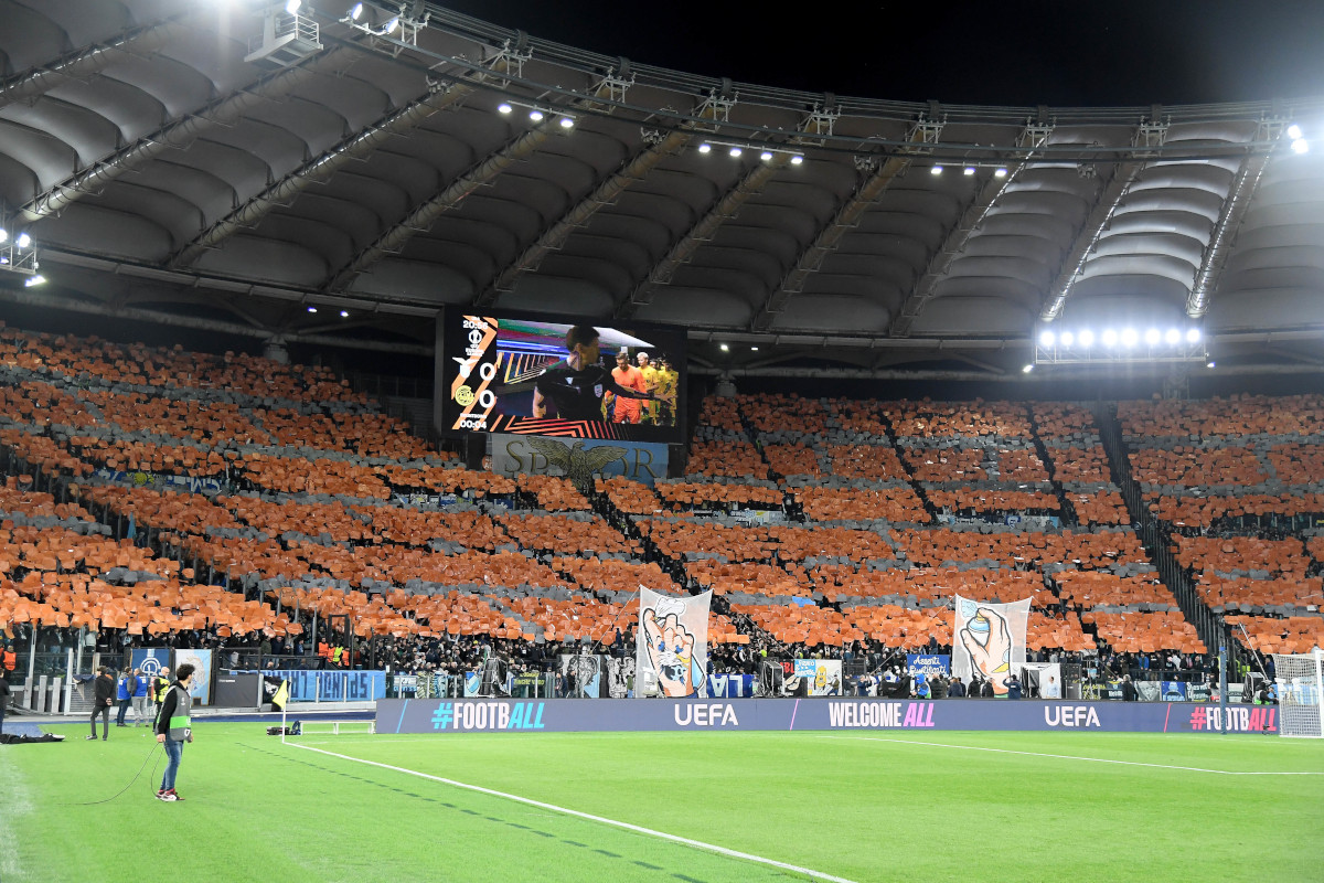 ROME, ITALY - APRIL 17: SS Lazio fans before the UEFA Europa League 2024/25 Quarter Final Second Leg match between S.S. Lazio and FK Bodo/Glimt at Stadio Olimpico on April 17, 2025 in Rome, Italy. (Photo by Marco Rosi - SS Lazio/Getty Images)