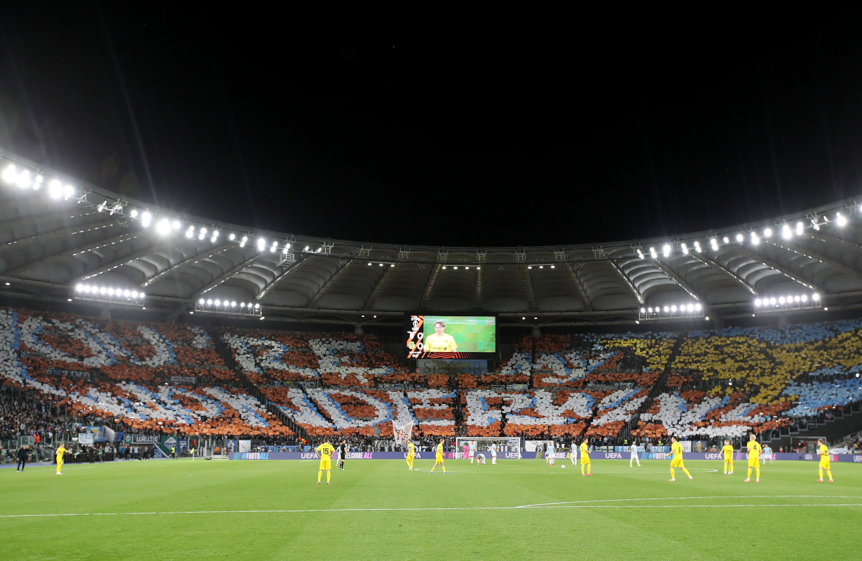 Video: Lazio tifo takes inspiration from Oasis hit Wonderwall for quarter final 2nd leg