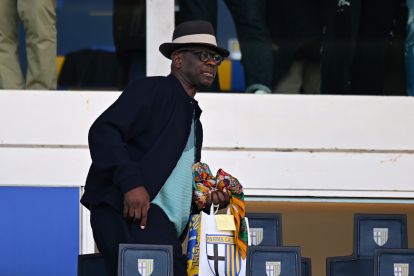 PARMA, ITALY - APRIL 05: Lilian Thuram, former Parma Calcio player looks on from the stands prior to the Serie A match between Parma and FC Internazionale at Stadio Ennio Tardini on April 05, 2025 in Parma, Italy. (Photo by Alessandro Sabattini/Getty Images)