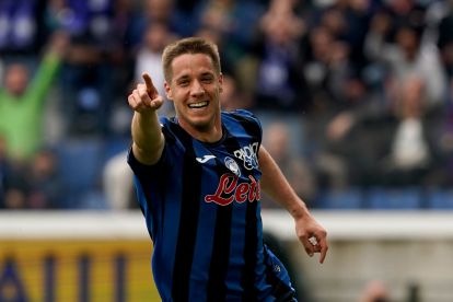 BERGAMO, ITALY - APRIL 13: Mario Pasalic of Atalanta celebrates scoring his team's second goal during the Serie A match between Atalanta and Bologna at Gewiss Stadium on April 13, 2025 in Bergamo, Italy. (Photo by Pier Marco Tacca/Getty Images)