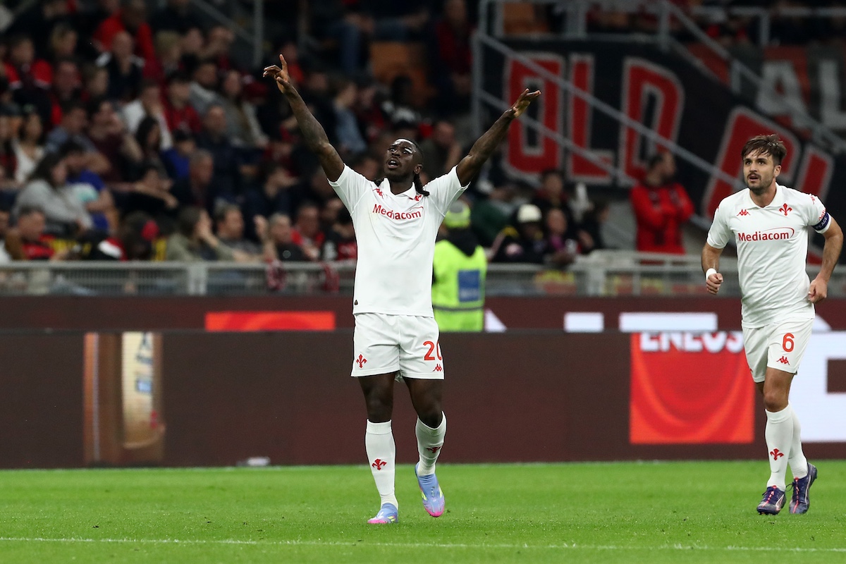 Moise Kean of Fiorentina celebrates scoring