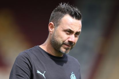 BRADFORD, ENGLAND - AUGUST 3: Roberto De Zerbi manager of Olympique Marseille during the pre-season friendly match between Sunderland and Olympique Marseille at University of Bradford Stadium on August 3, 2024 in Bradford, England. (Photo by Nigel Roddis/Getty Images)