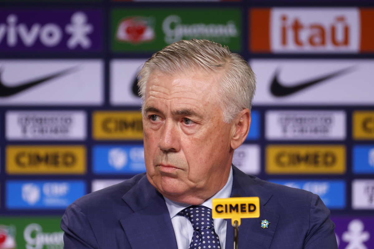 EPA12137404 Italy's Carlo Ancelotti attended a press conference and was featured on May 26, 2025 as the new head coach of the men's Brazilian national soccer team in Rio de Janeiro, Brazil.