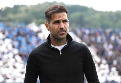 COMO, ITALY - MAY 10: Como 1907 coach Cesc Fabregas looks on before the Serie A match between Como 1907 and Cagliari Calcio at Stadio G. Sinigaglia on May 10, 2025 in Como, Italy. (Photo by Marco Luzzani/Getty Images)