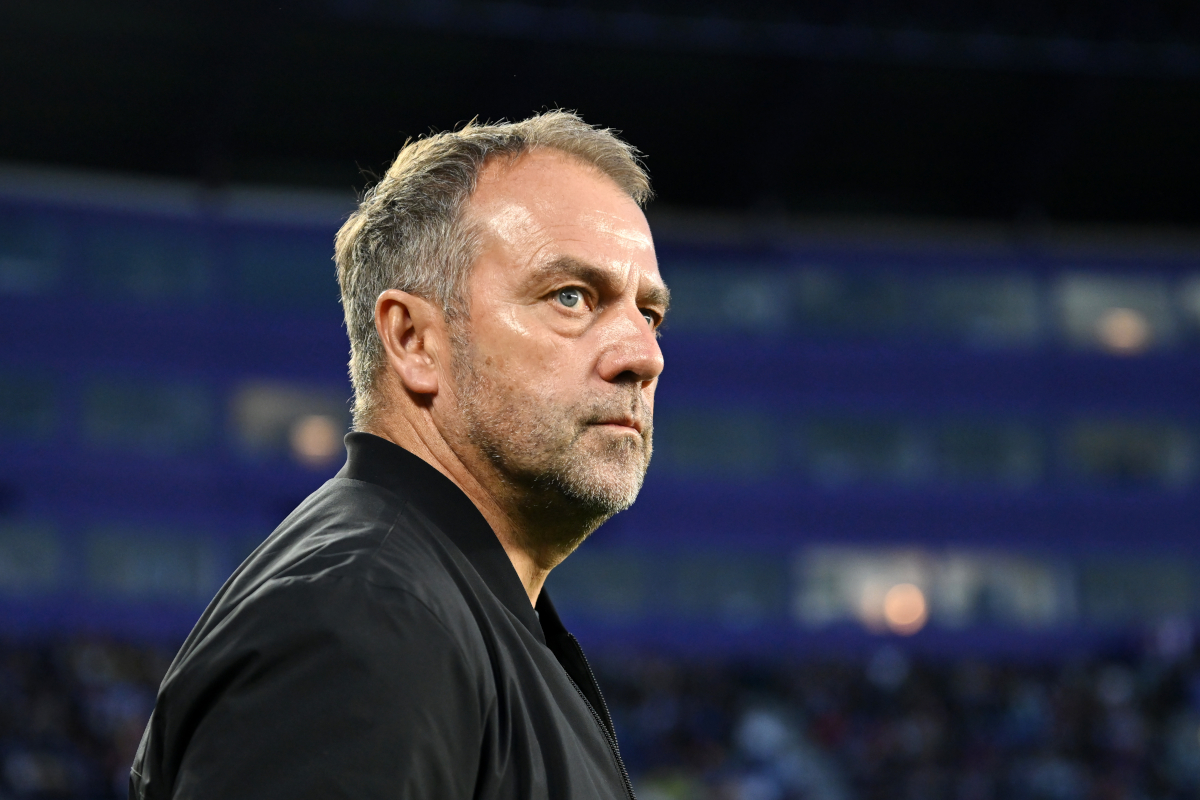 VALLADOLID, SPAIN - MAY 03: Hansi Flick, Head Coach of FC Barcelona, looks on prior to the LaLiga match between Real Valladolid CF and FC Barcelona at Jose Zorrilla on May 03, 2025 in Valladolid, Spain. (Photo by Denis Doyle/Getty Images)