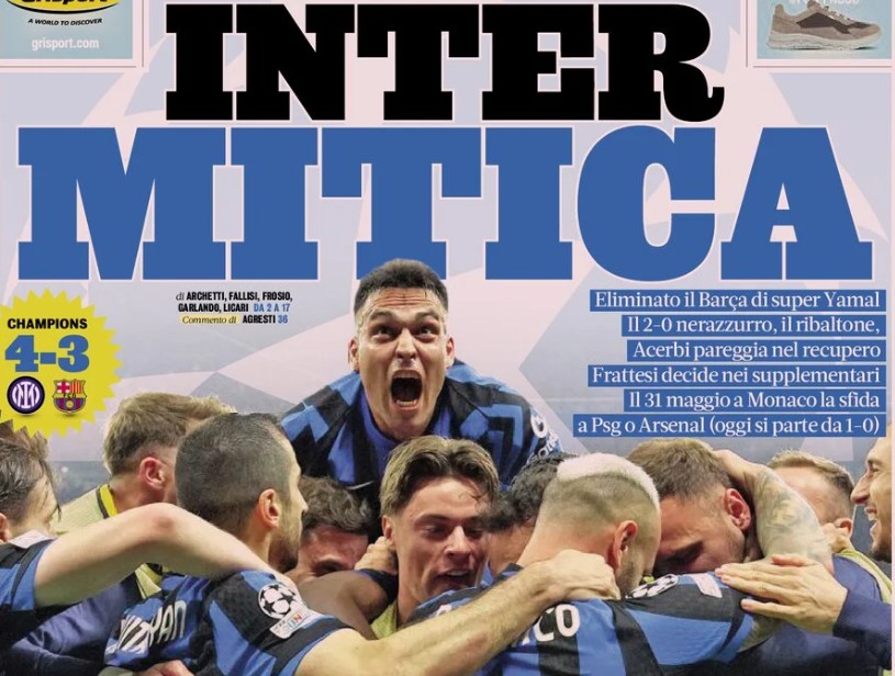 Today’s Papers – Mythical Inter reach epic Champions League Final