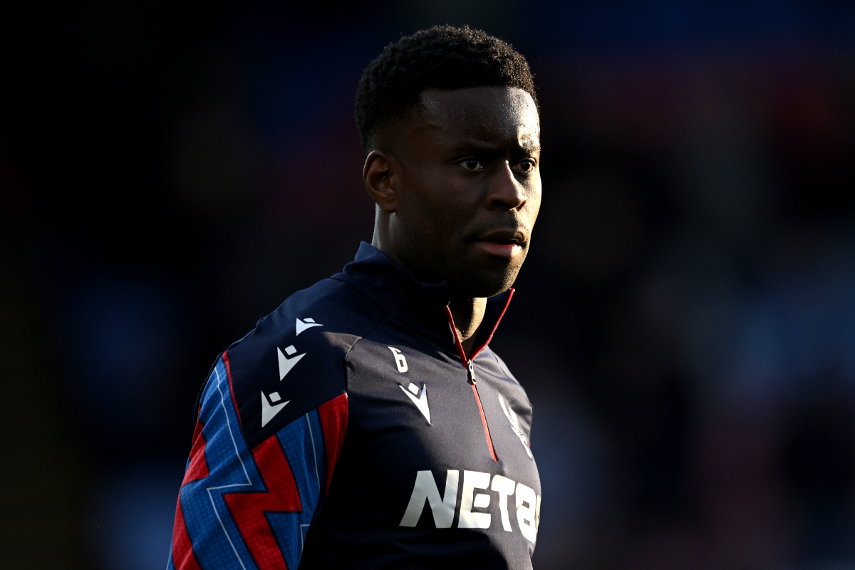 LONDON, ENGLAND - MAY 05: Marc Guehi of Crystal Palace looks on, during the warm up prior to the Premier League match between Crystal Palace FC and Nottingham Forest FC at Selhurst Park on May 05, 2025 in London, England. (Photo by Justin Setterfield/Getty Images)