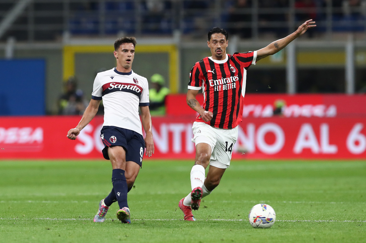 Reijnders tops Man City shortlist as Guardiola targets Milan star ahead of summer shake-up 2 MILAN, ITALY - MAY 09: Nikola Moro of Bologna passes the ball whilst under pressure from Tijjani Reijnders of AC Milan during the Serie A match between AC Milan and Bologna at Stadio Giuseppe Meazza on May 09, 2025 in Milan, Italy. (Photo by Marco Luzzani/Getty Images)