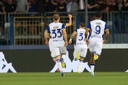 EMPOLI, ITALY - MAY 25: Suat Serdar of Hellas Verona FC celebrates after scoring a goal during the Serie A match between Empoli and Verona at Stadio Carlo Castellani on May 25, 2025 in Empoli, Italy. (Photo by Gabriele Maltinti/Getty Images)