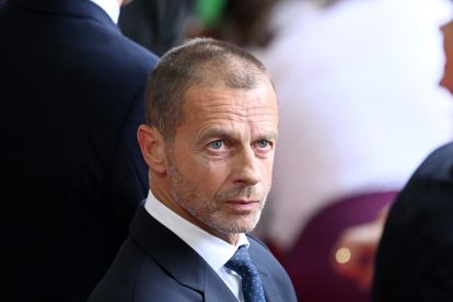 DUSSELDORF, GERMANY - JULY 06: Aleksander Ceferin, President of UEFA, looks on in the stands prior to the UEFA EURO 2024 quarter-final match between England and Switzerland at Düsseldorf Arena on July 06, 2024 in Dusseldorf, Germany. (Photo by Clive Mason/Getty Images)