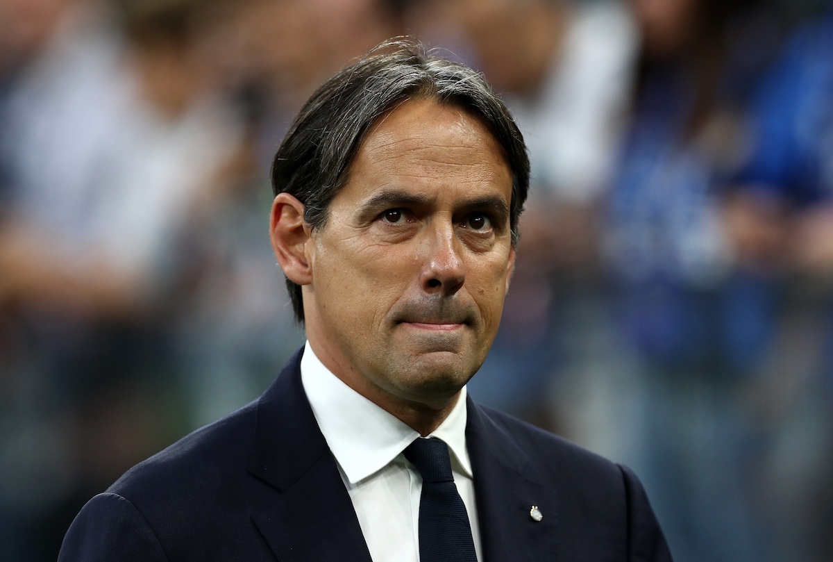 MILAN, ITALY - MAY 18: Simone Inzaghi, Head Coach of FC Internazionale, looks on prior to the Serie A match between FC Internazionale and SS Lazio at Stadio Giuseppe Meazza on May 18, 2025 in Milan, Italy. (Photo by Marco Luzzani/Getty Images)