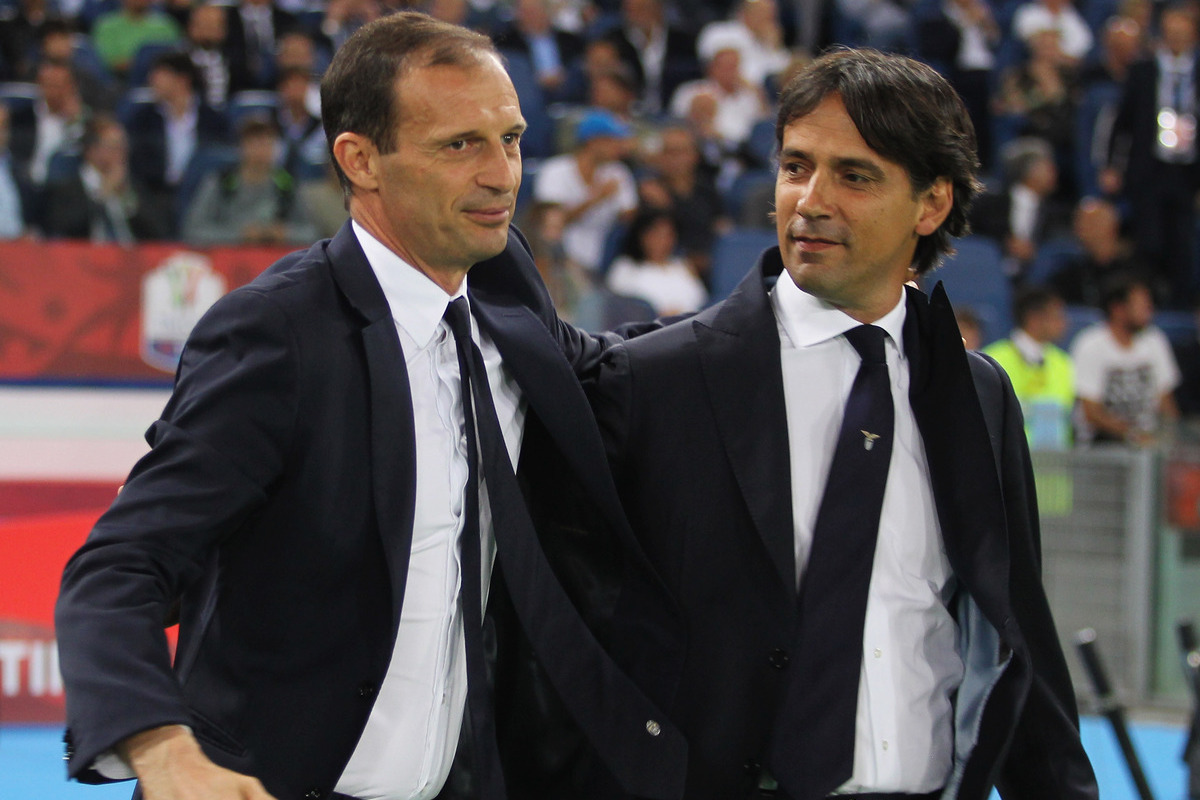 ROME, ITALY - MAY 17: Juventus FC head coach Massimiliano Allegri and SS Lazio head coach Simone Inzaghi react during the TIM Cup Final match between SS Lazio and Juventus FC at Olimpico Stadium on May 17, 2017 in Rome, Italy. (Photo by Paolo Bruno/Getty Images)